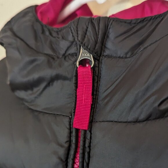 Eddie Bauer Down Long Tunic Length Puffer Parka Coat Black Fushcia Girls L 14-16 - Picture 2 of 16